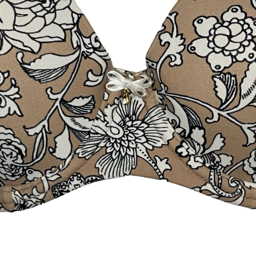 Soma Embraceable Full Coverage Tan and White Floral Bra - Picture 2 of 5
